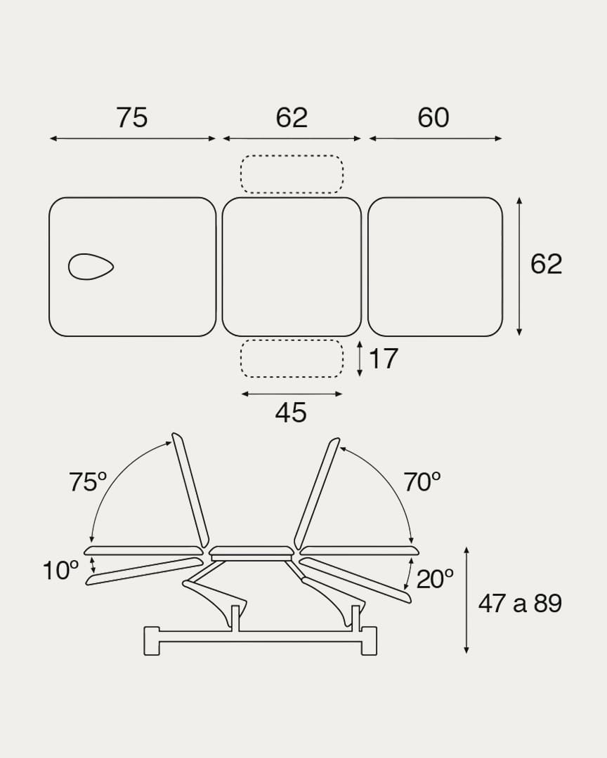 Camilla 3 cuerpos Ecopostural C5556 eléctrica