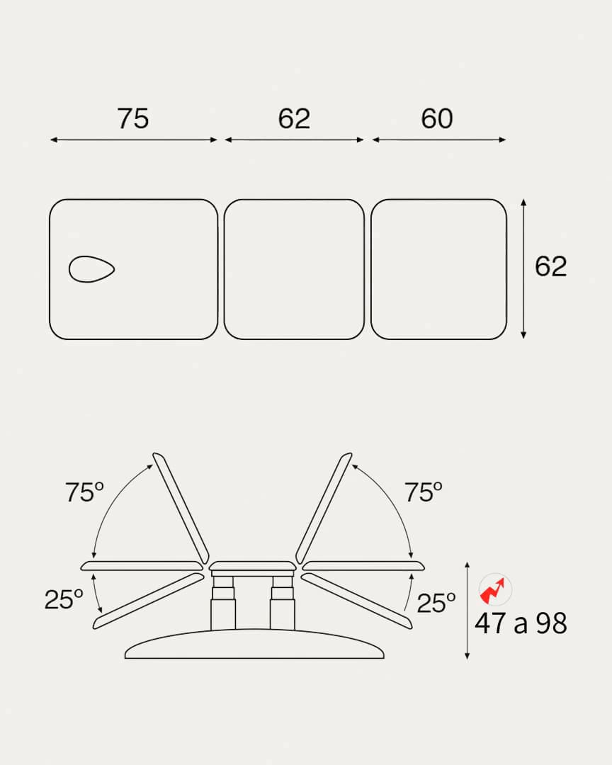 Camilla 3 cuerpos C6957 eléctrica Ecopostural