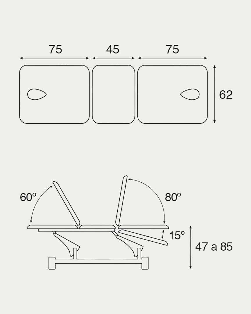 Camilla 3 cuerpos C5747 Ecopostural hidráulica