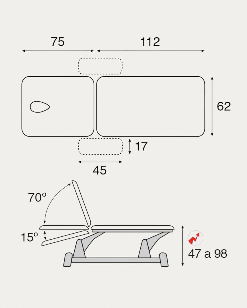 Camilla 2 cuerpos con reposabrazos C5934 Ecopostural eléctrica
