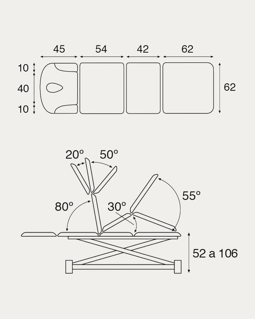 Camilla 4 cuerpos Ecopostural C7579 eléctrica