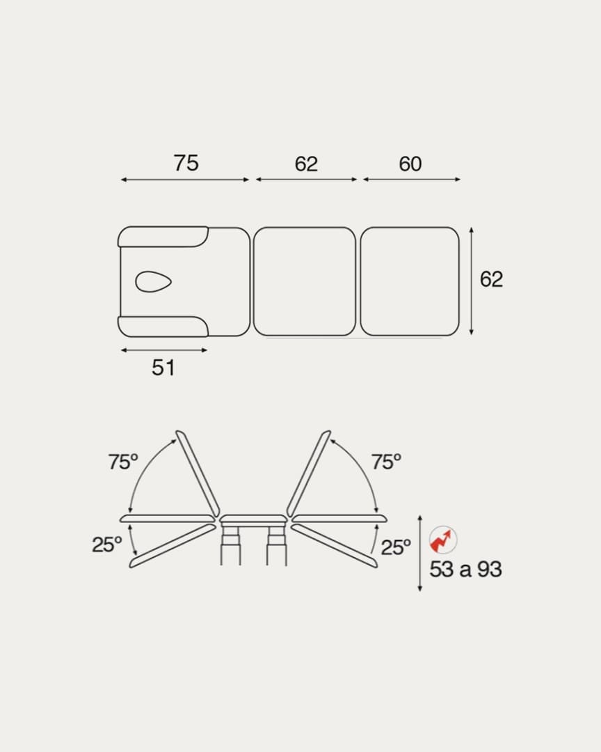 Camilla Ecopostural eléctrica 3 cuerpos C6885 medidas