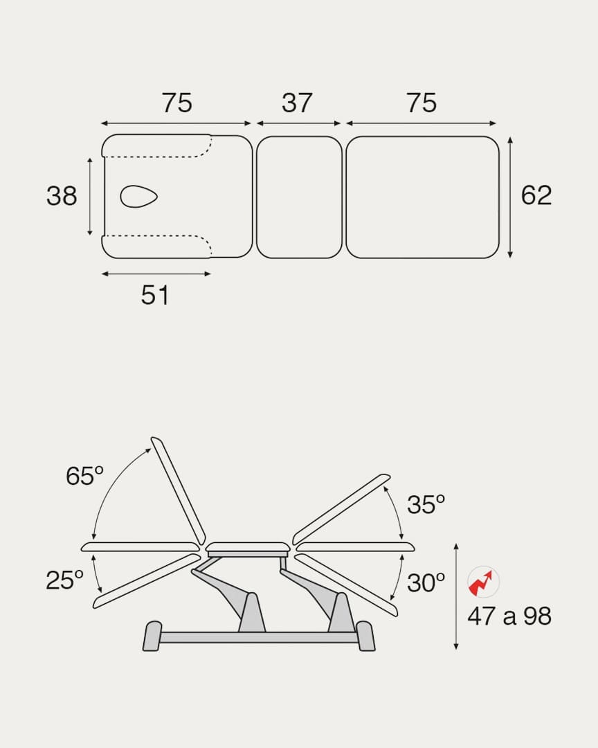 Camilla tres cuerpos eléctrica C5985 Ecopostural