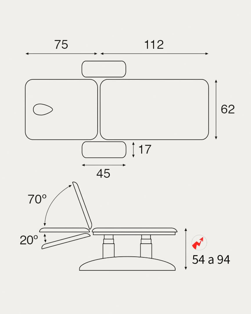 Camilla eléctrica Ecopostural C6934 2 cuerpos con brazos