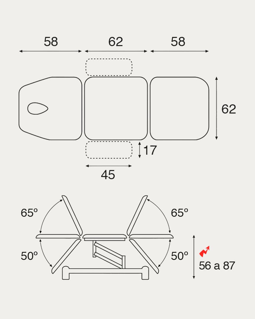 Ecopostural camilla C3516 fisioterapia eléctrica