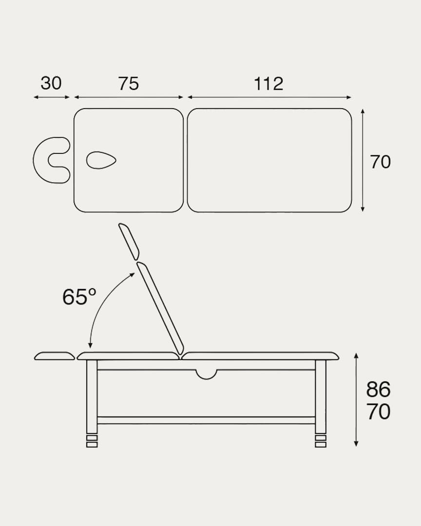 Camilla fija madera wengué C3240W Ecopostural