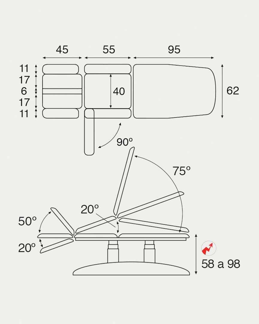 Camilla C6932 eléctrica Ecopostural 3 cuerpos