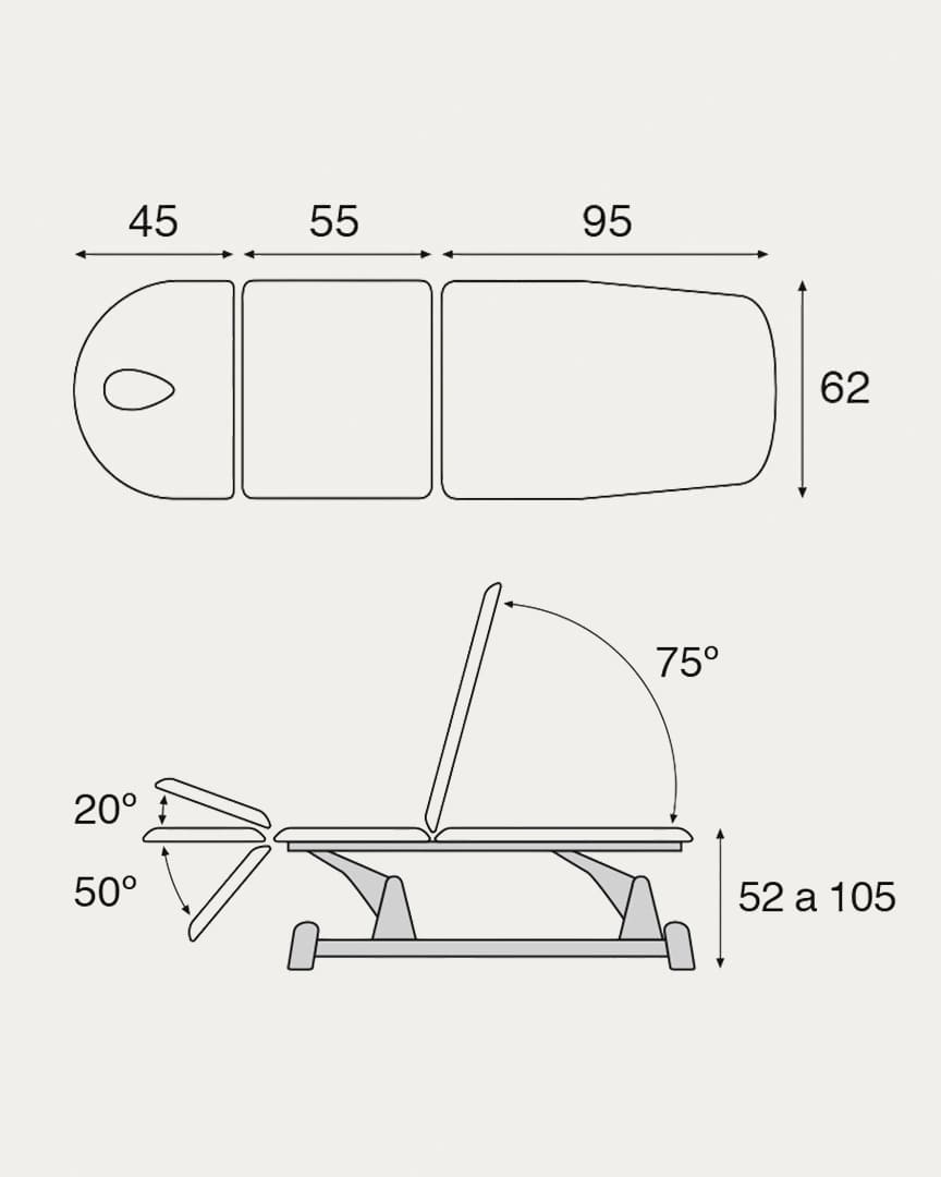Camilla para fisioterapia Ecopostural C5910 eléctrica