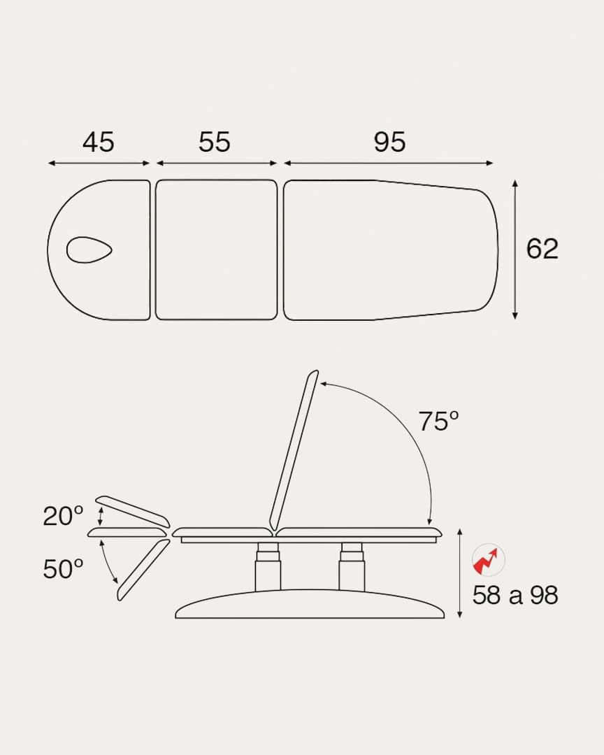 Camilla fisioterapia eléctrica C6910 Ecopostural tres cuerpos