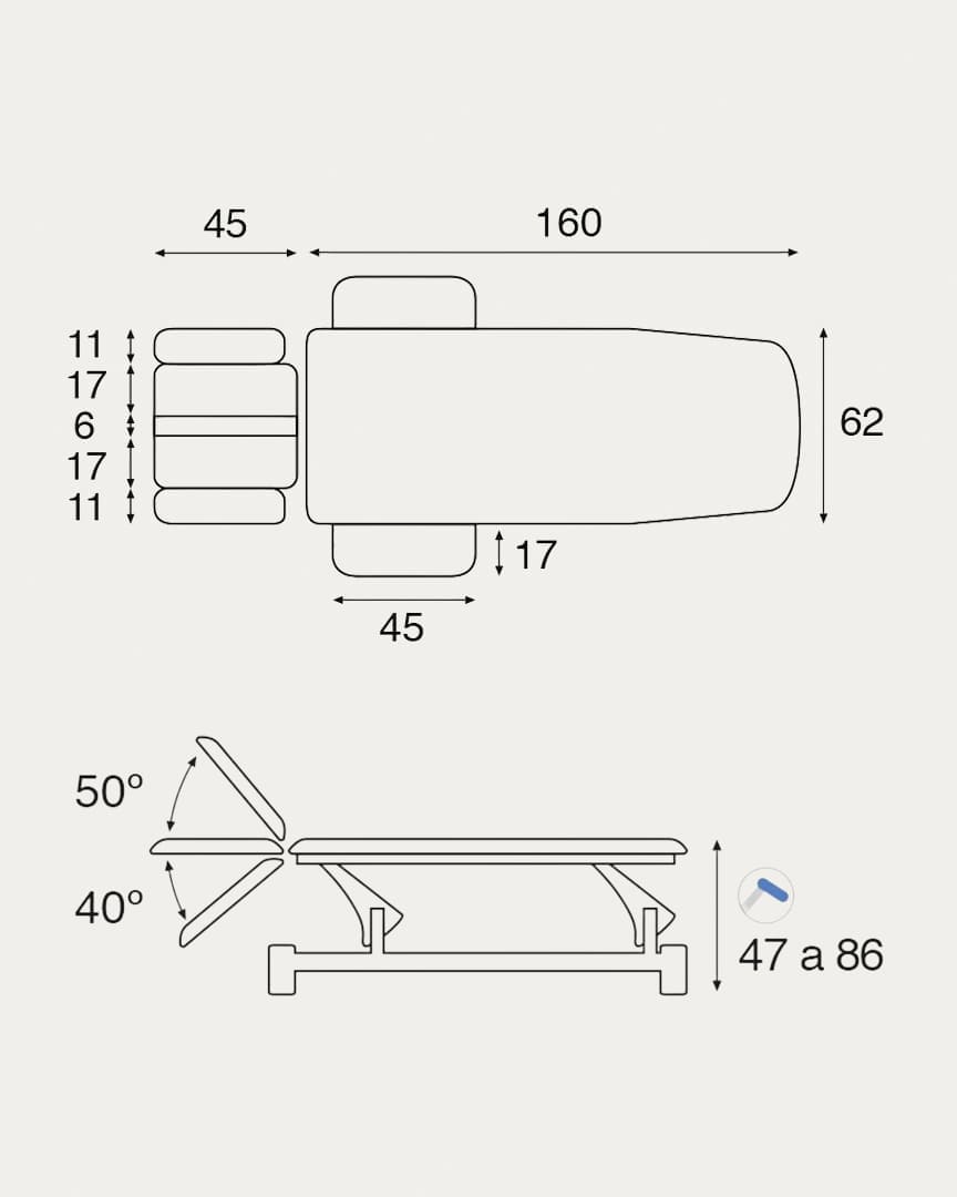 Camilla C3742 osteopatía hidráulica Ecopostural con reposabrazos