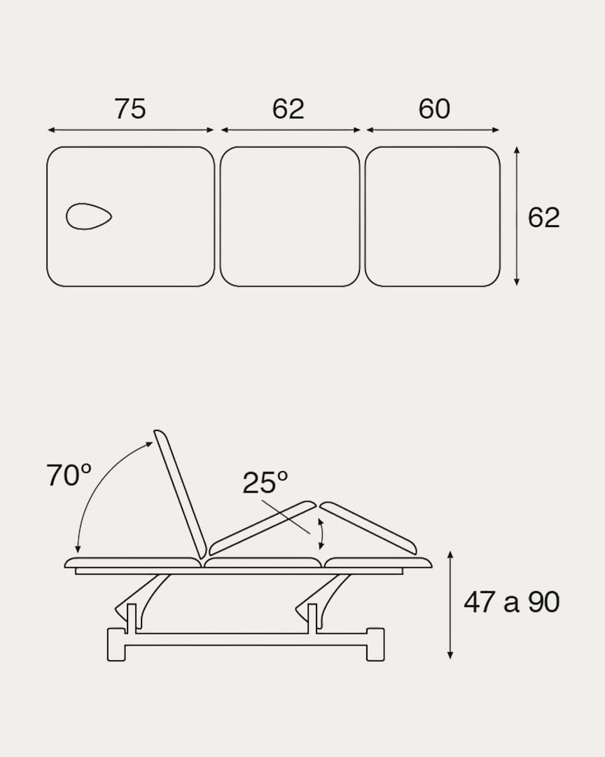 C5526 camilla 3 cuerpos Ecopostural eléctrica