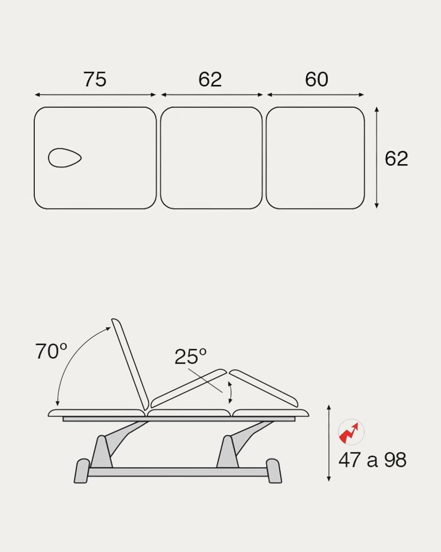 Camilla 3 cuerpos eléctrica C5926 Ecopostural