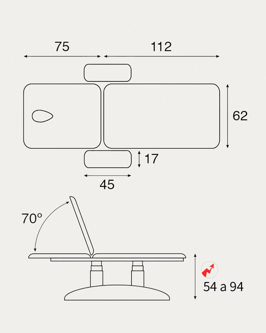 Camilla con reposabrazos fisioterapia C6951 Ecopostural eléctrica