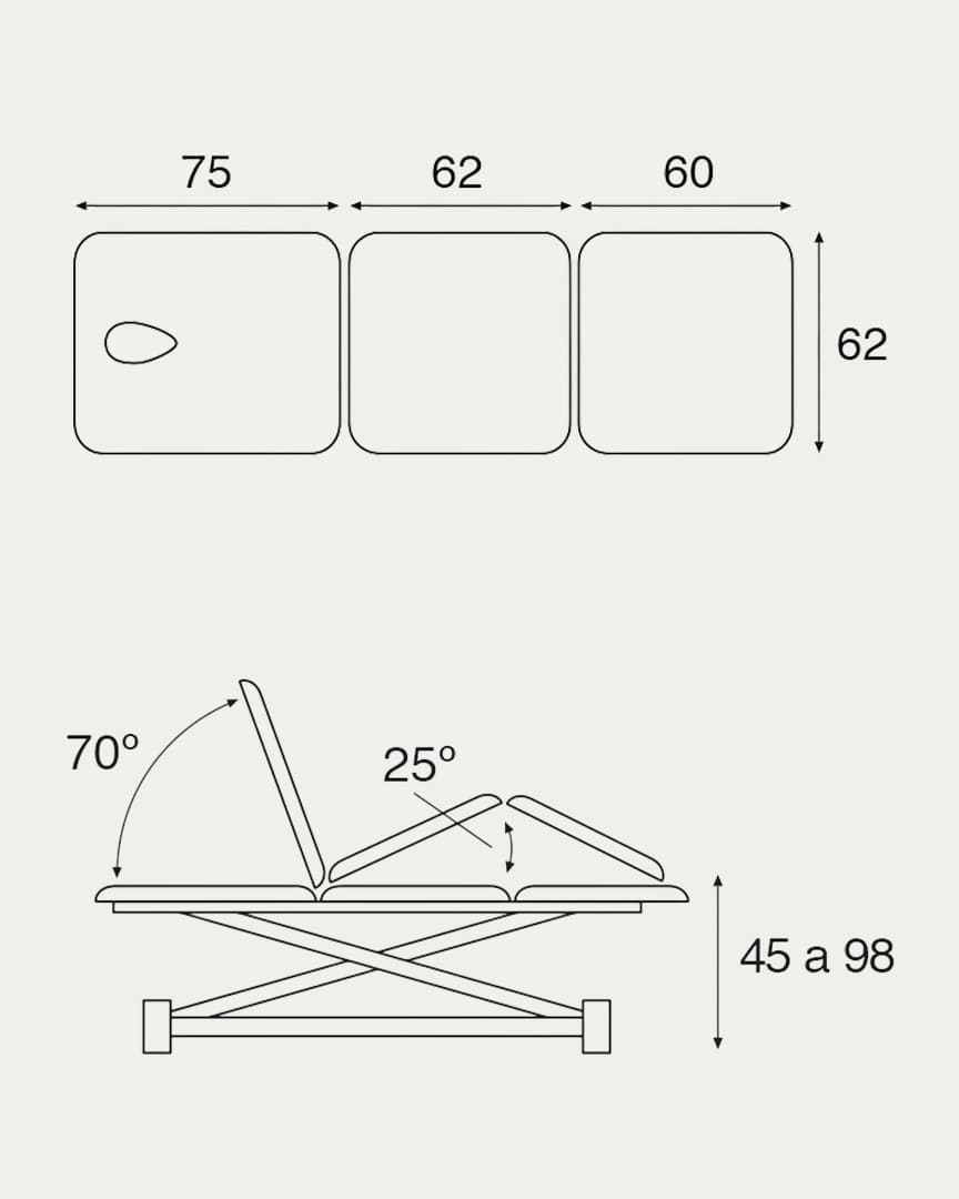 Camilla metálca fija 3 cuerpos C4519 Ecopostural