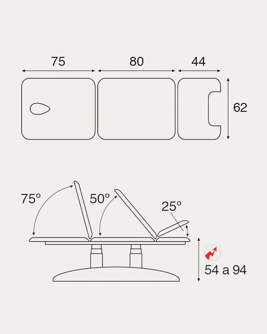 Camilla ginecología eléctrica 3 cuerpos con perneras C6981