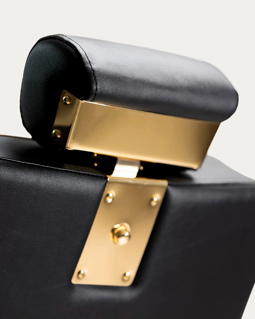 Gon Dduueett sillón de barbero Gold dorado con tapicería negra
