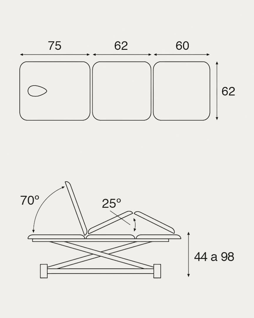 Camilla 3 cuerpos C7726 hidráulica Ecopostural