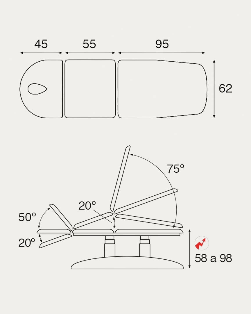 Camilla eléctrica C6921 Ecopostural 3 cuerpos osteopatía