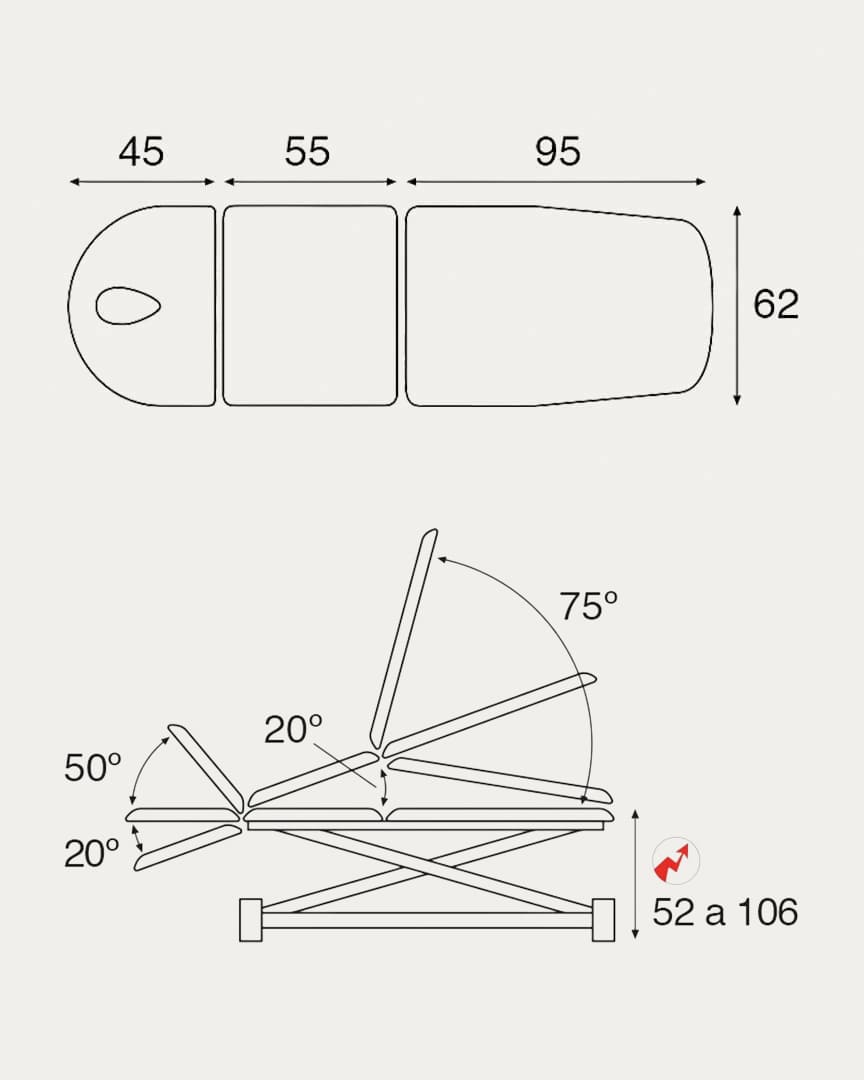Camilla eléctrica C7521 tijera Ecopostural 3 cuerpos