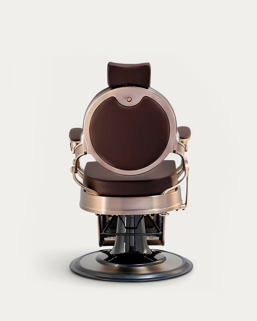 Sillón barbería Buzz Bronze y tapicería marrón MUDI