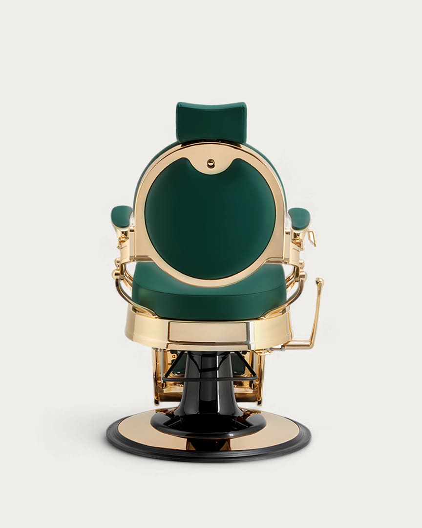 Sillón para barbería Buzz Gold Verde MUDI