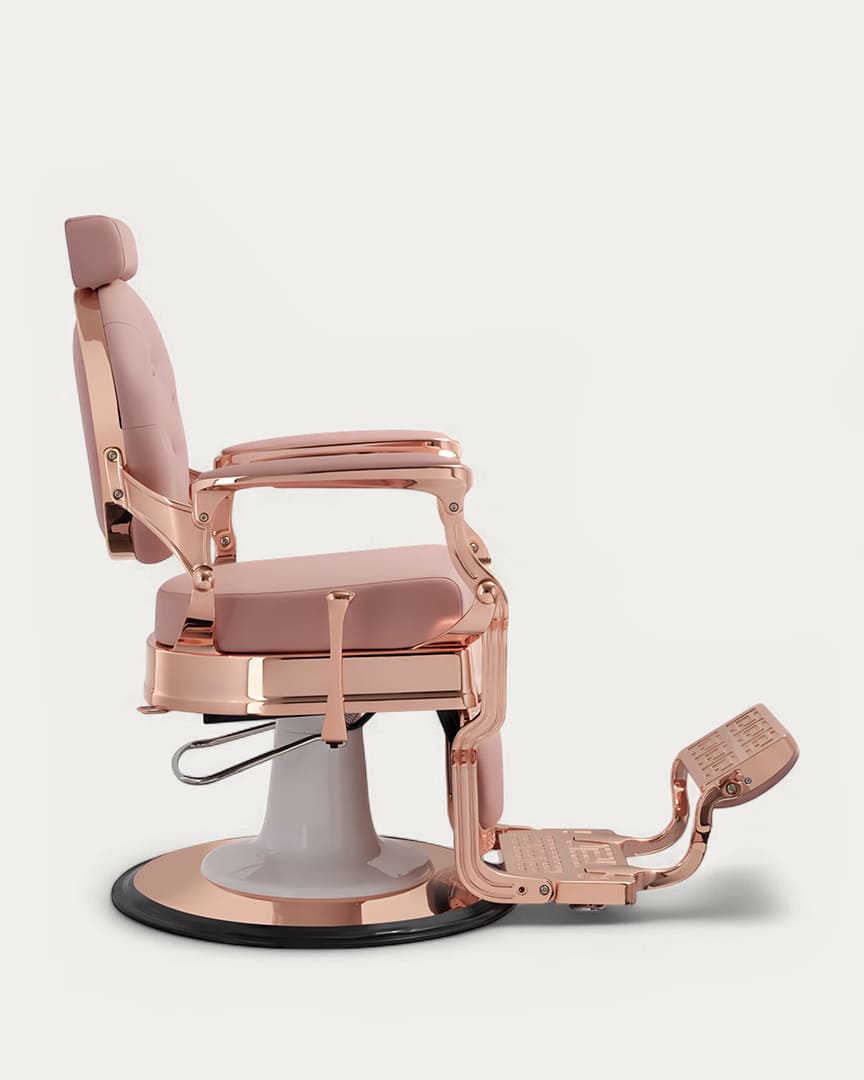 Sillón de barbero Buzz Rose cromdo tapicería rosa MUDI