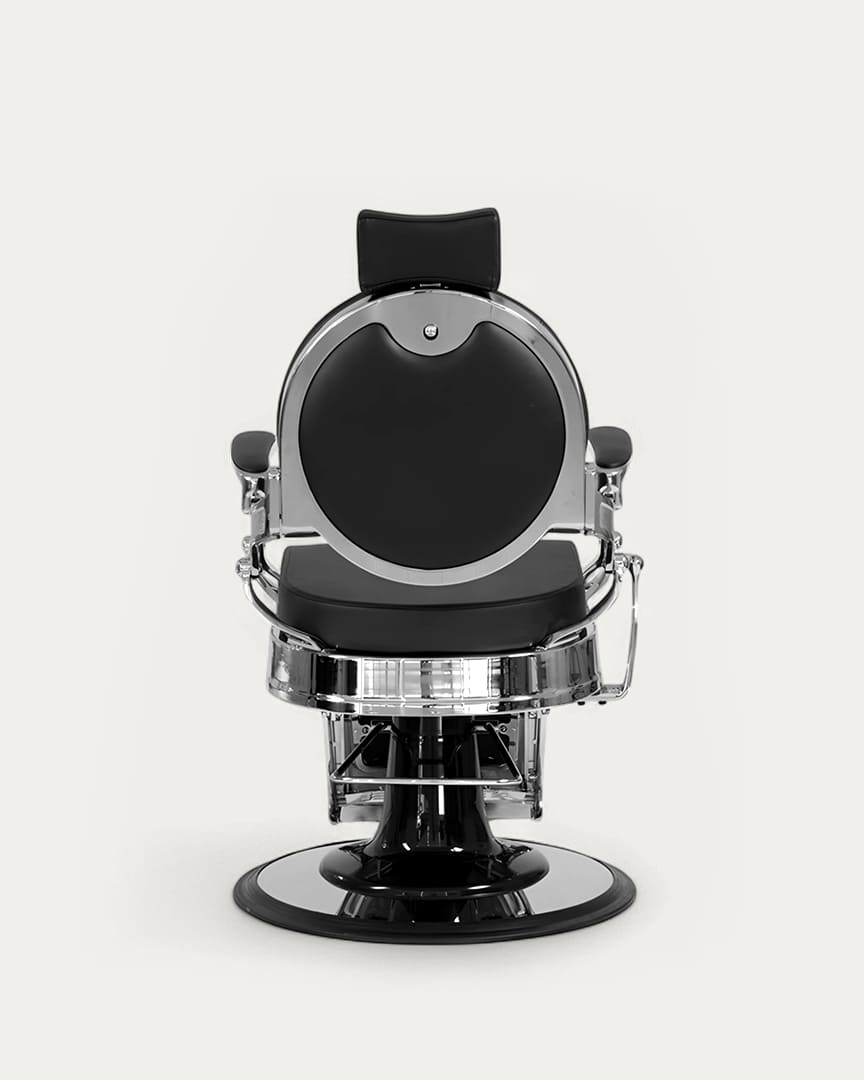 Buzz cromado tapicería negra MUDI sillón de barbería