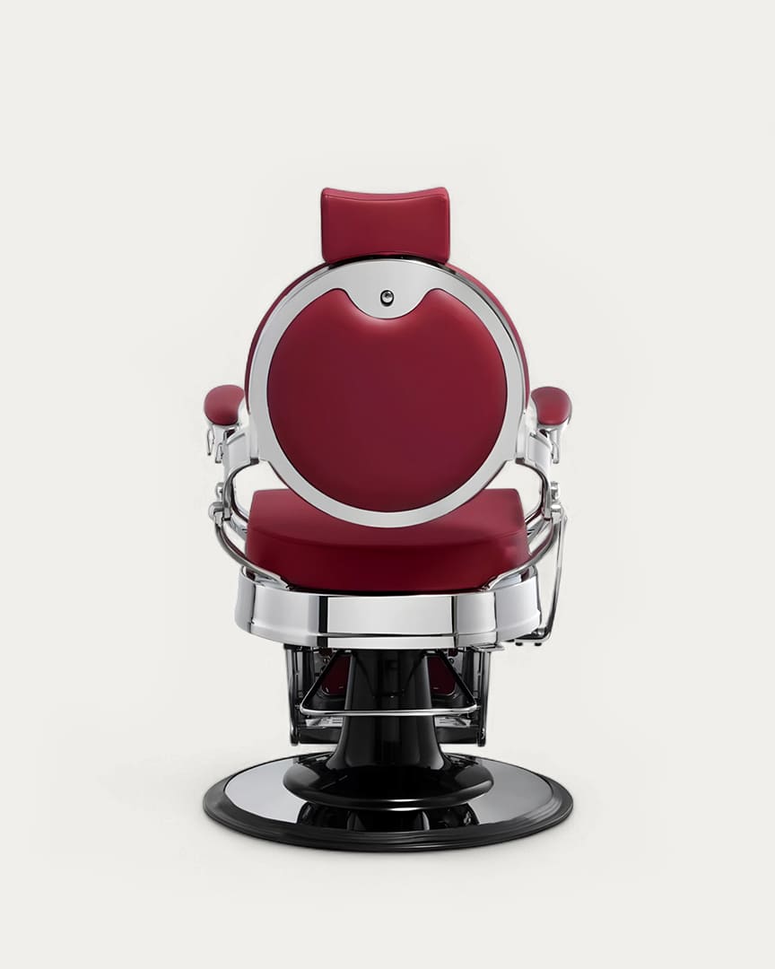 Sillón de barbería Buzz Silver rojo