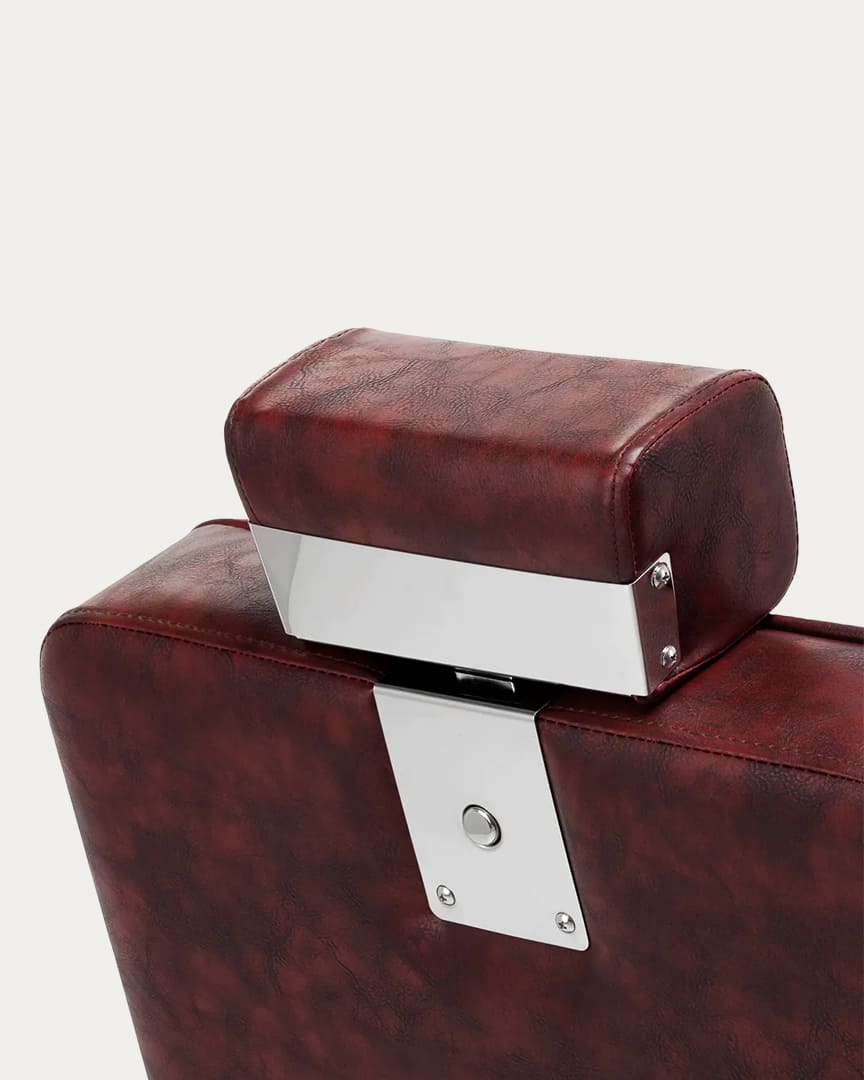 Sillón barbero burdeos y cromado BM88066 Hair System cabezal extensible
