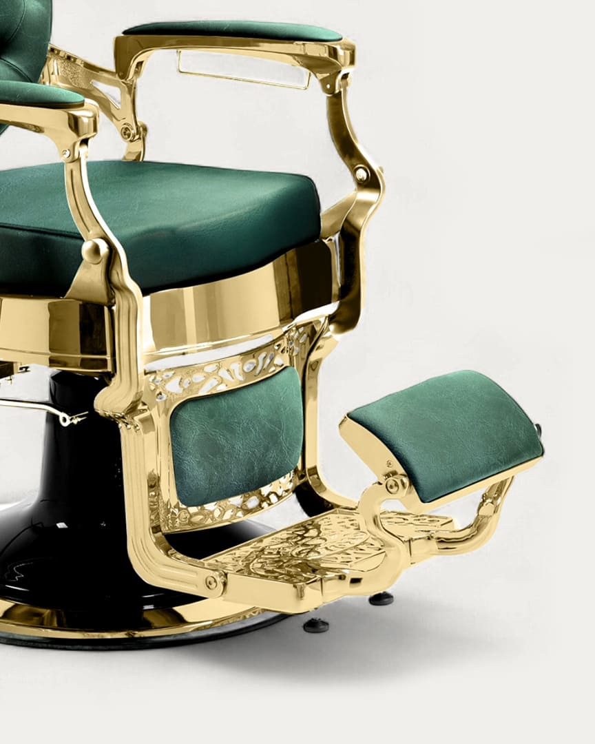 Sillón barbero verde green dorado Mae Gold de Dduueett