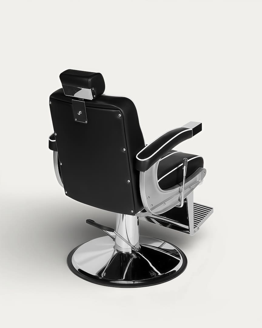 Sillón de barbería negro cromado Sina