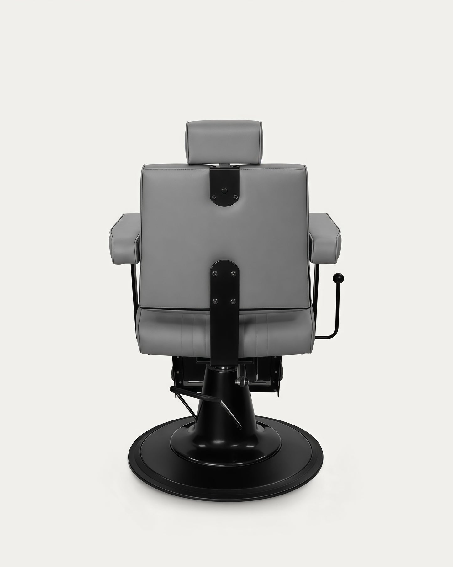 Sillón de barbero antiguo gris negro Lupo vista posterior