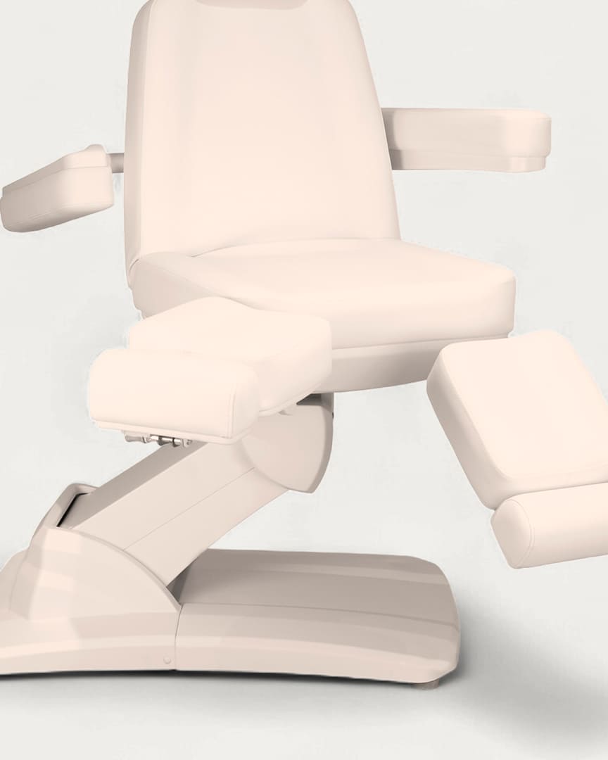 Sillón pedicura eléctrico Taurus color crema 3 motores de Mirplay perneras