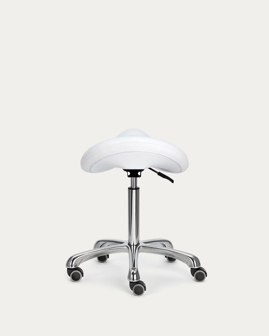 Taburete en silla de montar blanco Alpha de Mirplay