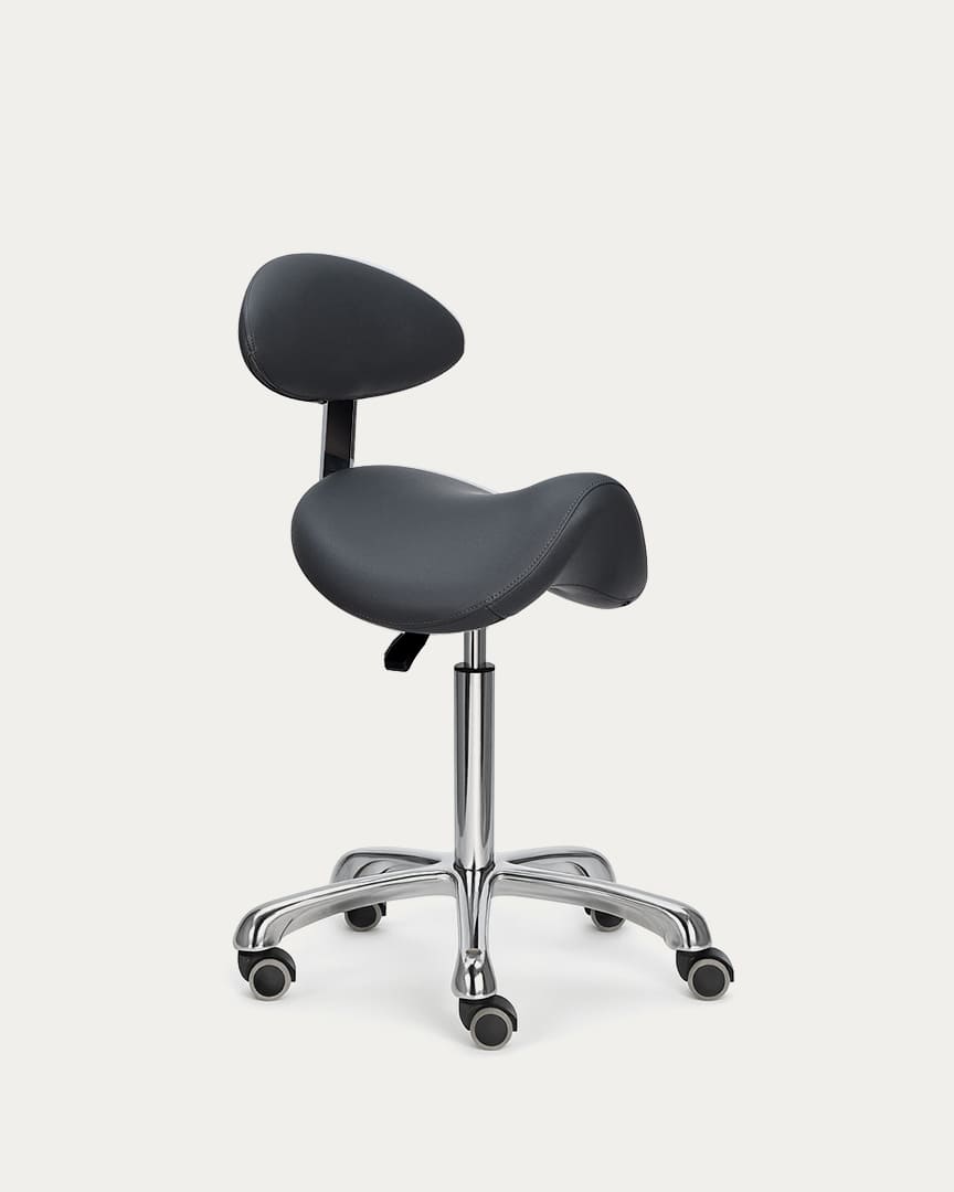 Taburete con respaldo tipo pony gris antracita Alpha Plus de Mirplay