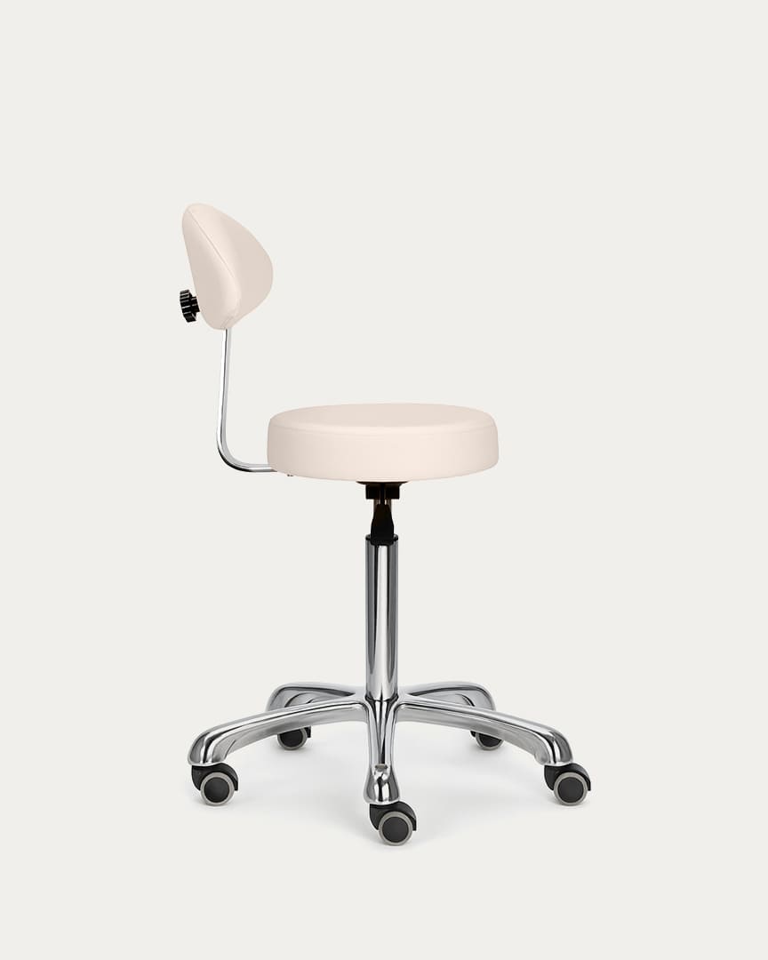 Taburete fisioterapia con respaldo beige Beta Plus de la marca Mirplay