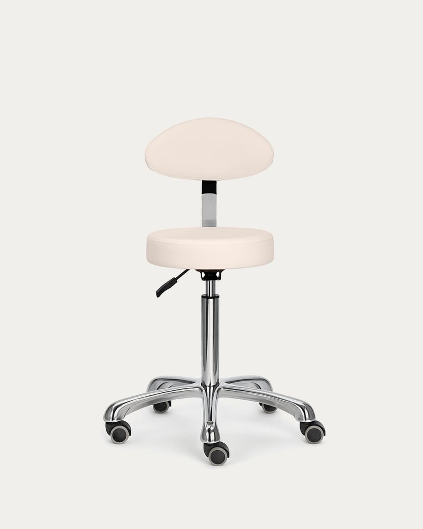 Taburete fisioterapia con respaldo beige Beta Plus de Mirplay