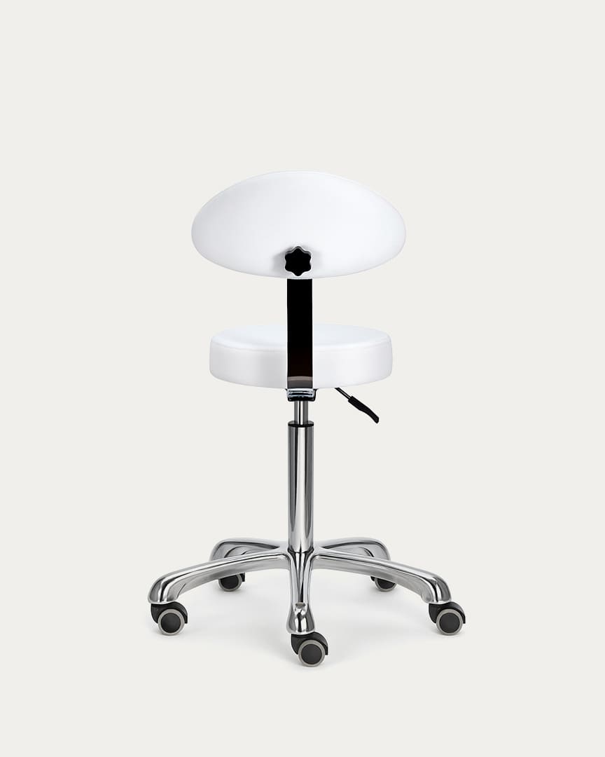 Taburete peluquería con respaldo blanco Beta Plus de Mirplay