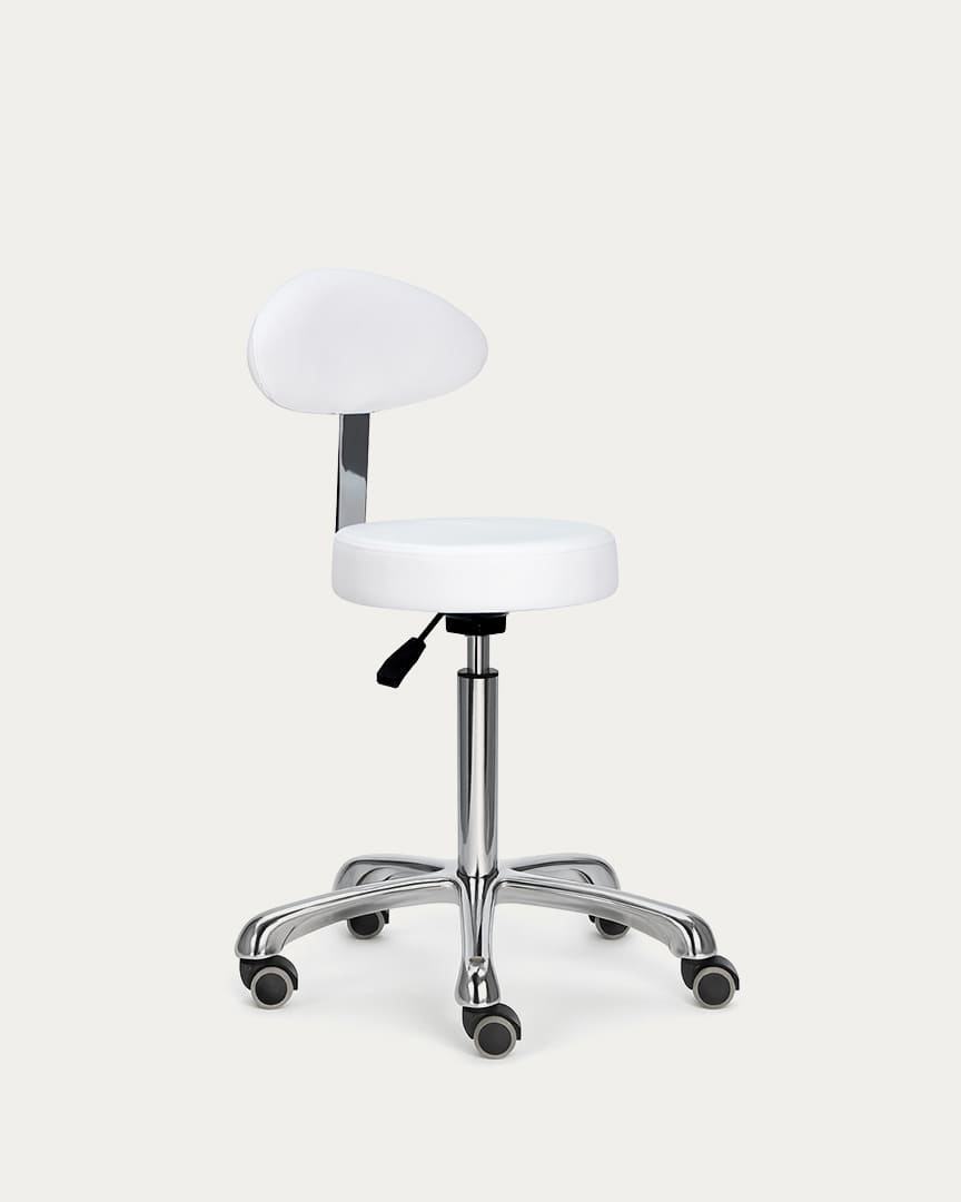 Taburete peluquería con respaldo blanco Beta Plus de la marca Mirplay