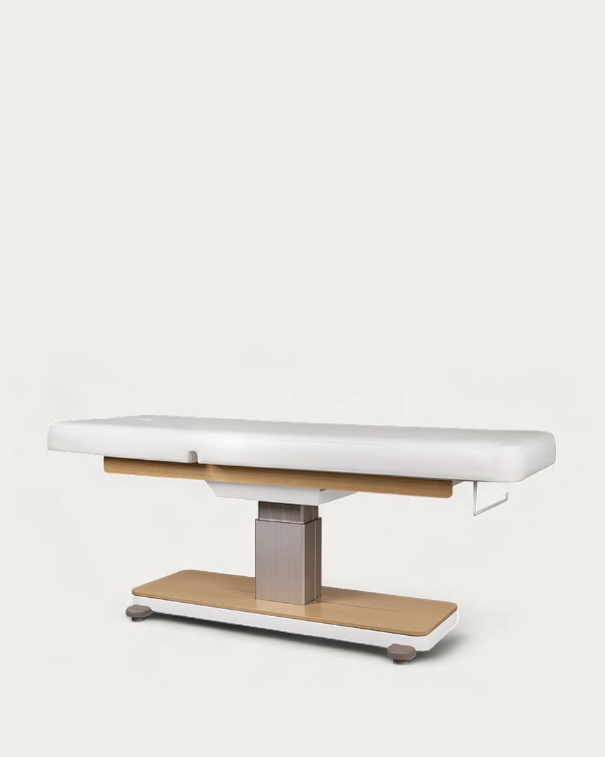 Camilla de spa Orion blanca y madera de Mirplay