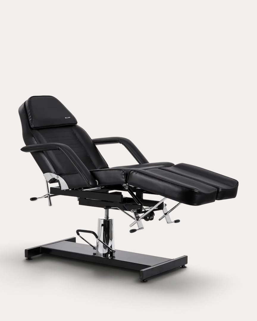Sillón de podología Sillon 210 negro reclinado como camilla