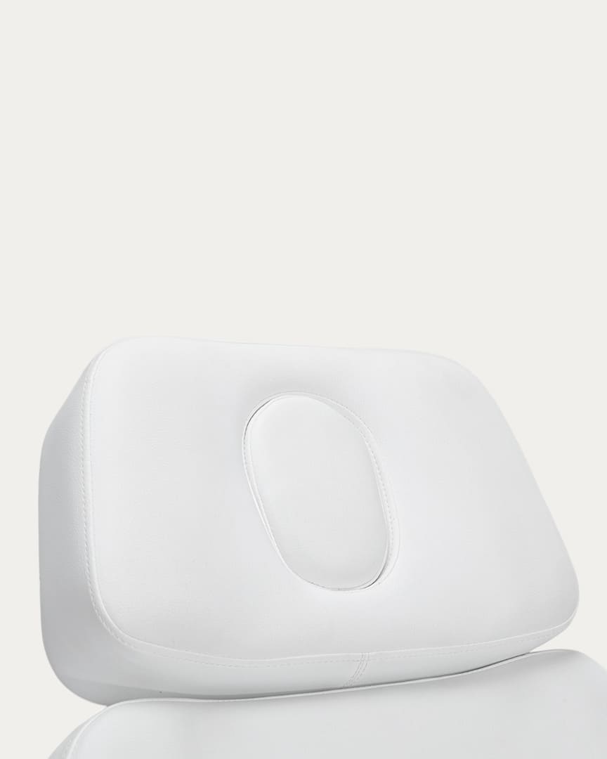 Sillón Cygnus estética eléctrico tapicería blanca 4 motores de Mirplay agujero facial