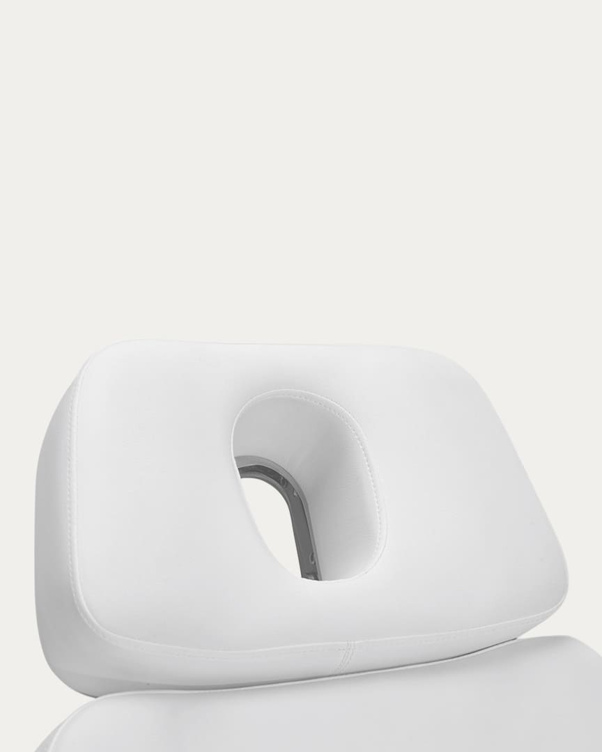 Sillón Cygnus estética eléctrico tapicería blanca 4 motores de Mirplay cabezal