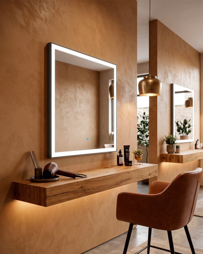 Espejo LED para peluquería cuadrado Ciara de Mirplay