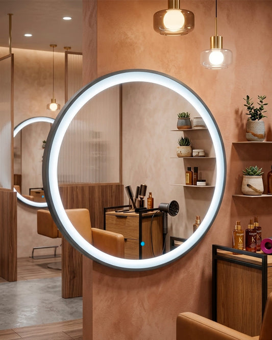Espejo para peluquería LED redondo Jade Mirplay