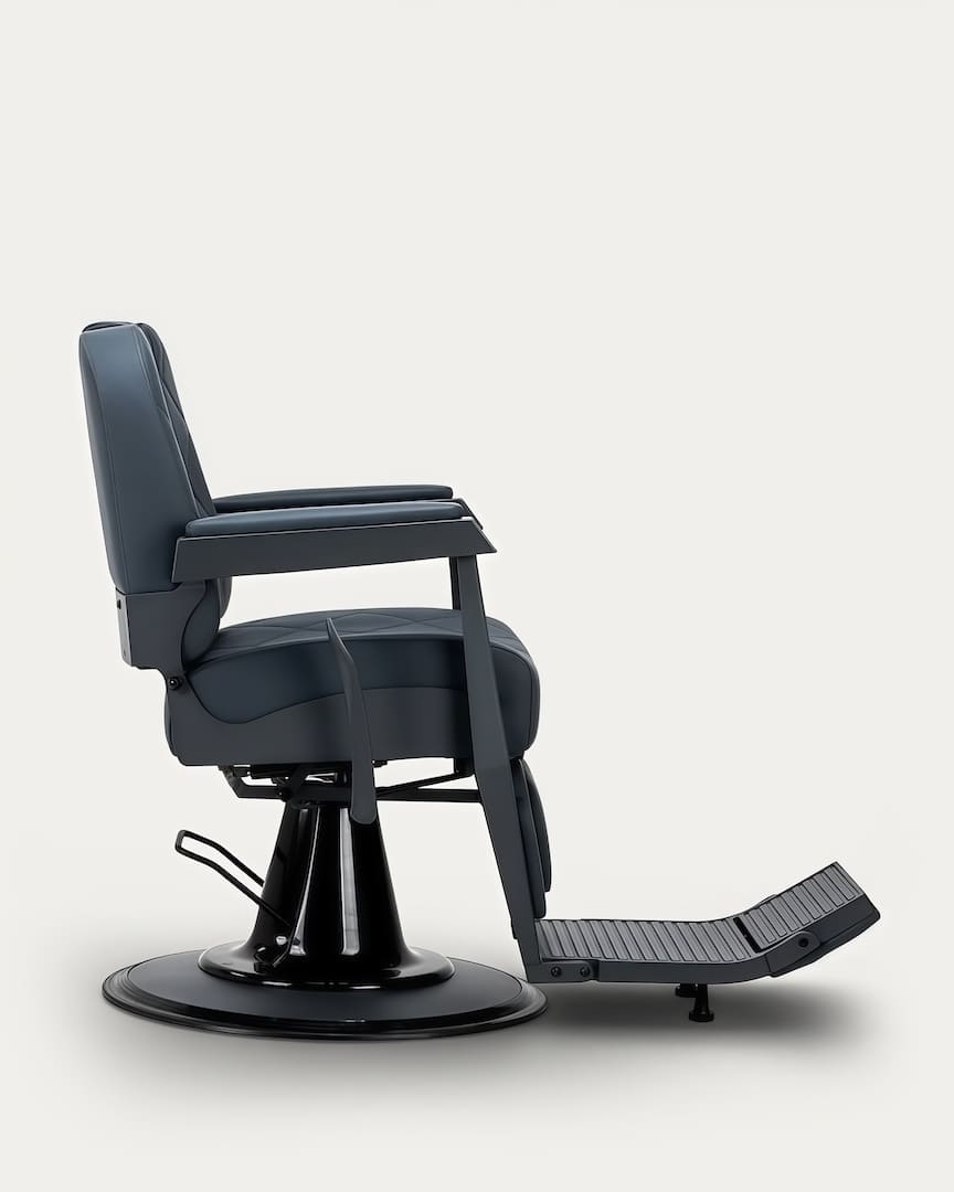 Sillón de barbero azul con base gris grafito Bruno Gabbiano