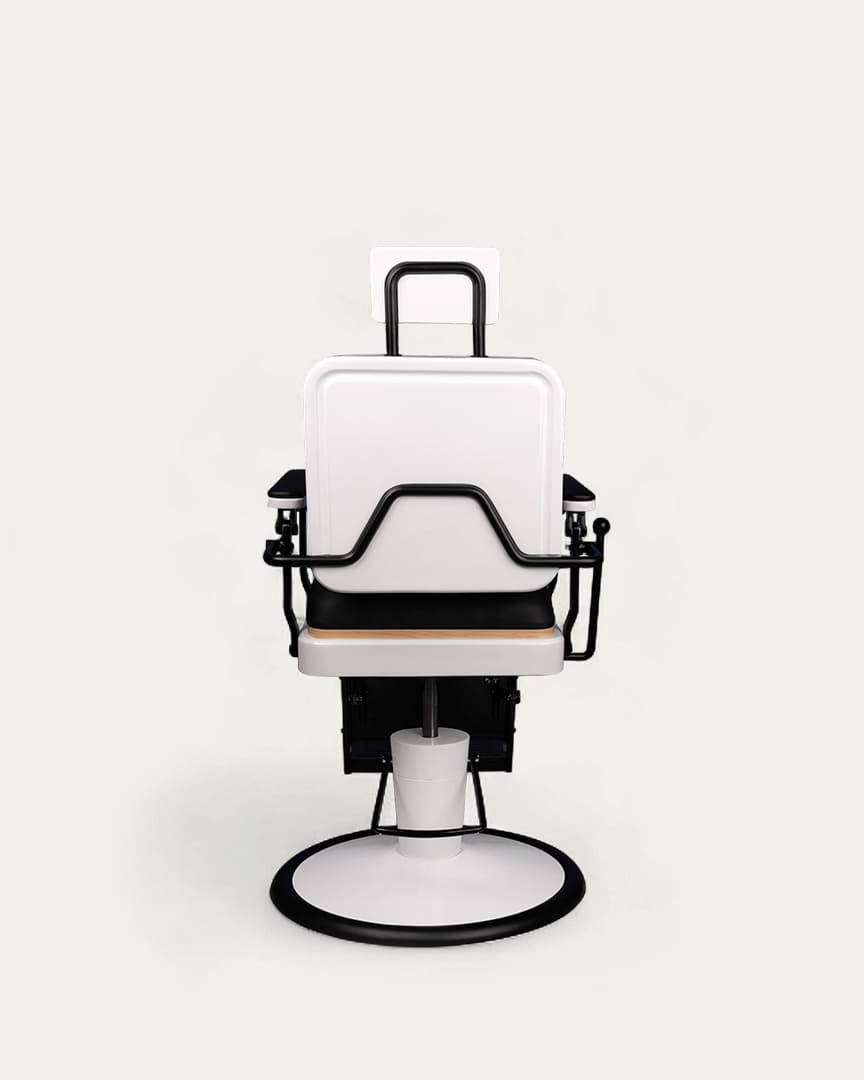 Silla retro de barbería beige y blanca Serge BE de Mirplay