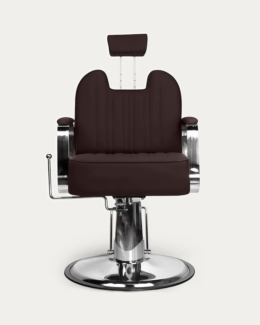 Silla de barbero marrón Rufo Gabbiano cabezal extensible
