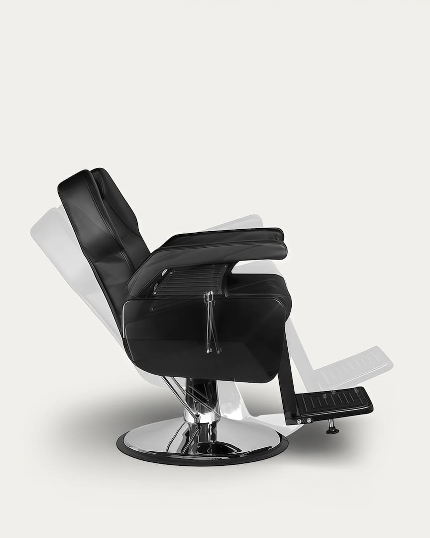 Silla de barbero negra New York Hair System reclinable