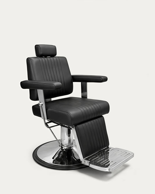 Silla de barbero negra cromada Lupo